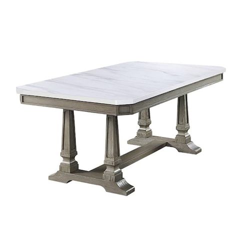 Acme Furniture Zumala Dining Table In Marble & Weathered Oak Finish within Zumala Dining Table, Marble And Weathered Oak